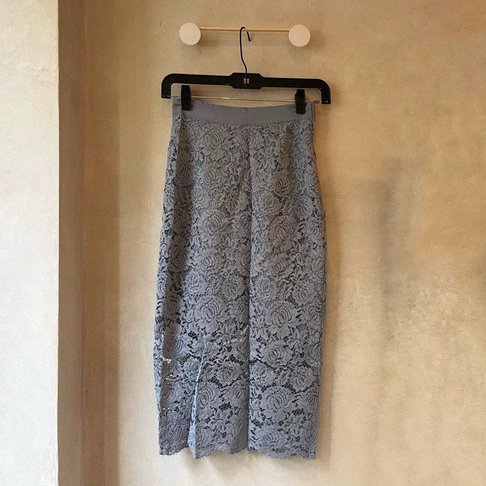 Blue Laced Pencil Skirt